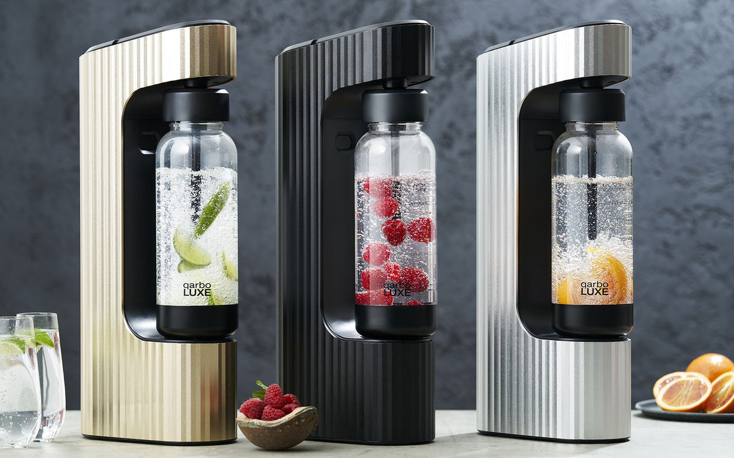 Qarbo LUXE Sparkling Water and Soda Beverage Maker Effervescent